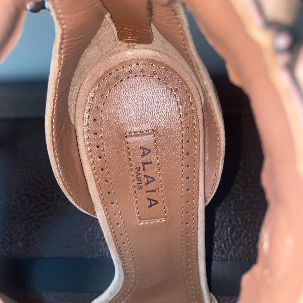 Alaia Nude Suede Heels with Embellishments - Picture 12 of 16